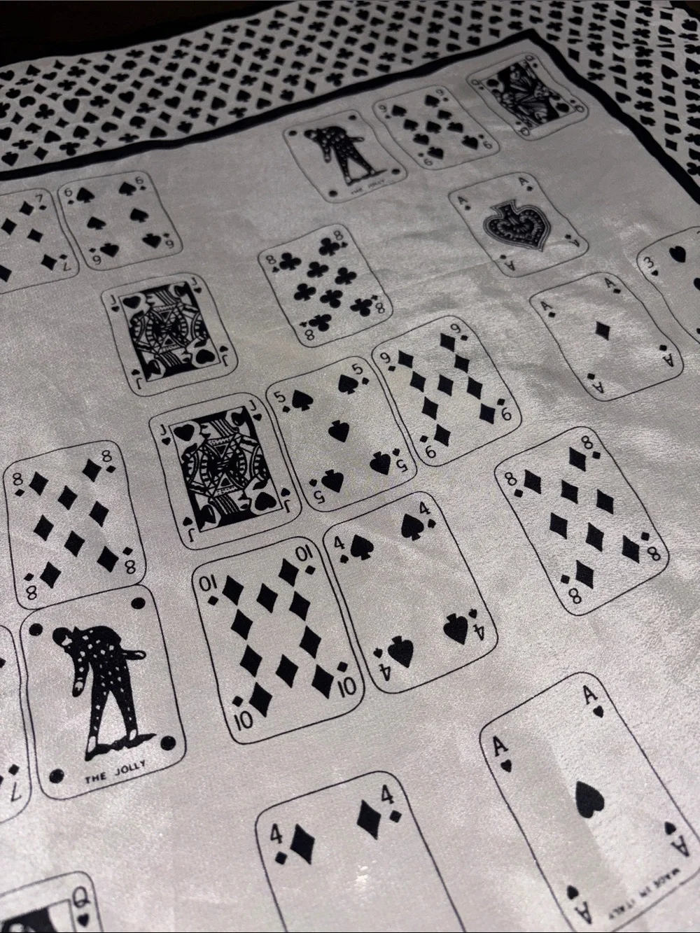 Geoffrey Beene Black and White Playing Card Silk Scarf